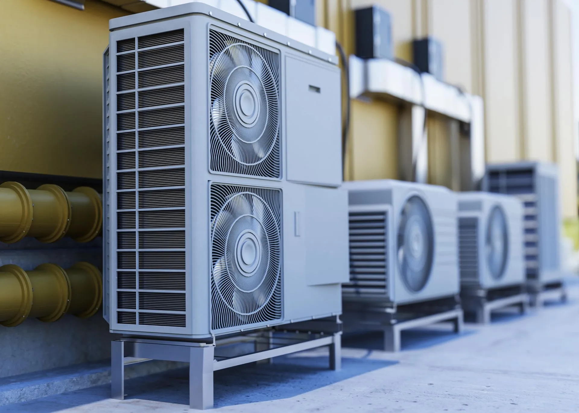 Large commercial HVAC rooftop unit installed on a modern office building.